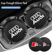 Car Anti-Slip Coaster Leather Water Cup Anti-noise Pad Mat For Audi S Line A3 A4 A5 A6 A7 A8 Q3 Q4 Q5 Q7 B8 B6 C6 S4 SQ5 Quattro