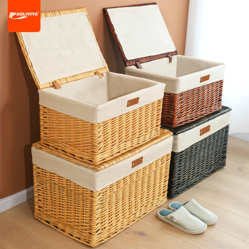 Aoliviya Rattan Storage Box Household Wardrobe Finishing Storage Box Drawer Large Snack Clothes Clothing Storage Basket Knitted