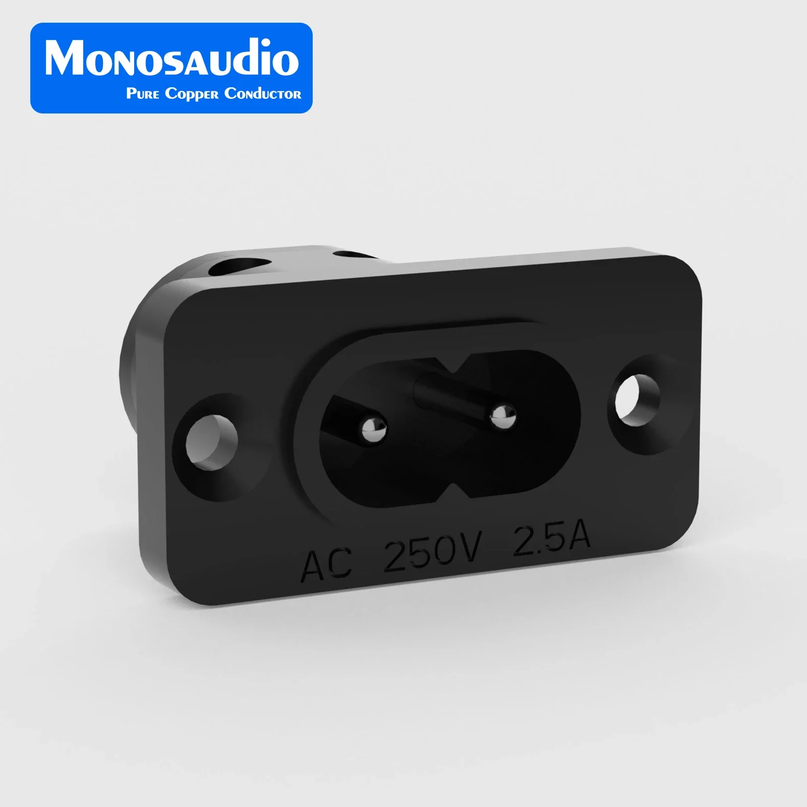 Monosaudio IB73 IEC Socket C7 C8 Figure8  Inlet Power Plug Connector Pure Red Copper Gold/Rhodium Plated AC 250V 15A