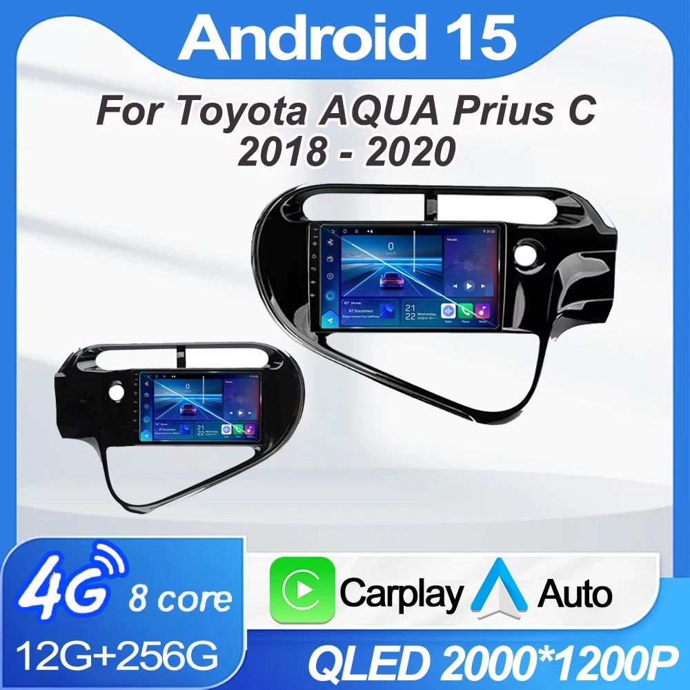 

Android Carplay Auto Car Radio Multimedia Video Player For Toyota AQUA Prius C 2018 2019 2020 Head Unit No 2din DVD QLED Screen