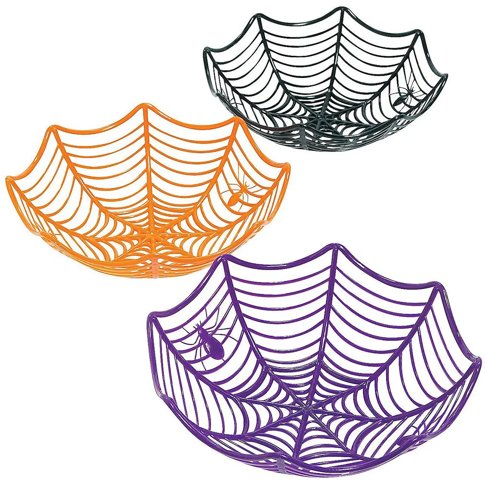 

Spooky Web Design Party Bowl | For Halloween Candy, Fruits & Snacks - Decorative Serving Basket