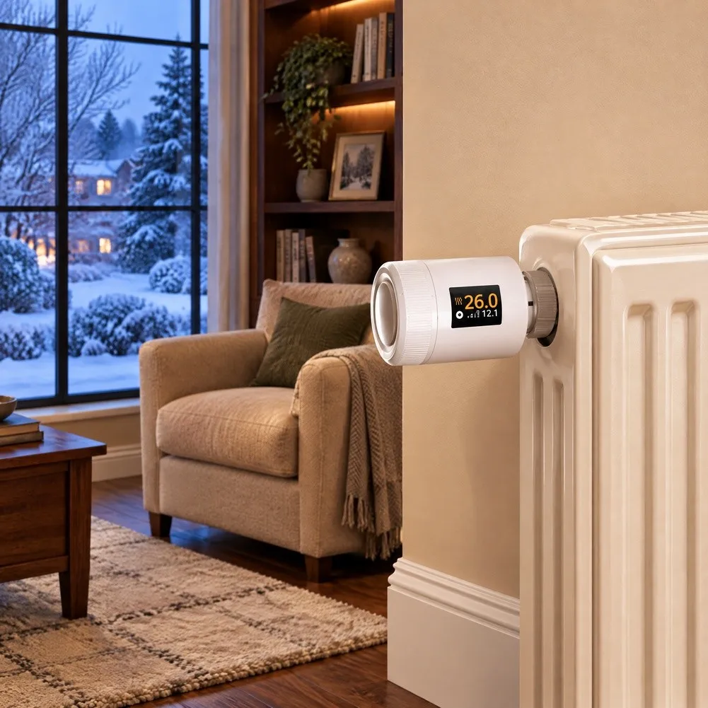 TRV-ZBT Smart Thermostatic Radiator Valve for Zigbee Smart for Home Ecosystems Featuring Weekly Scheduling and Remote App