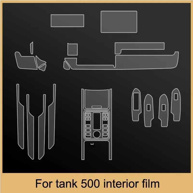 

For GWM Tank 500 TPU Transparent Protect Film Interior Sticker Center Console Navigator Gear Door Windows Panel Car Accessories