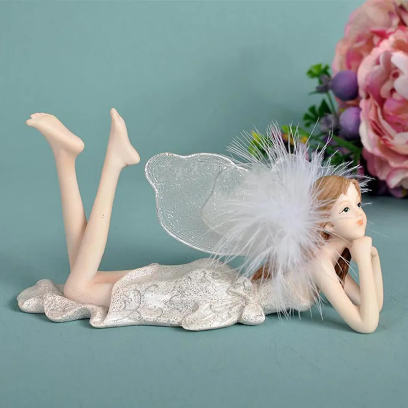 Cute Angel Flower Fairy Resin Home Decor Home Decorations Birthday Wedding Gift Car Decoration Floral Girl Kneeling Posture