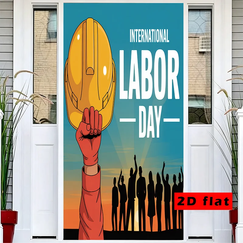 2D flat banner, 1 pack, Happy Labor Day neon sign with icon, celebrating Labor Day in the United States