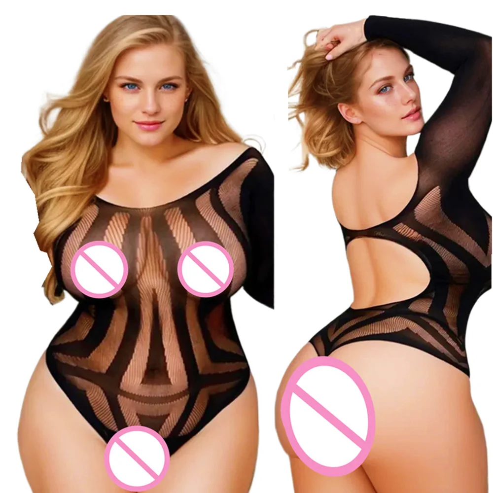 Sexy Mesh Bodystocking For Women Erotic Fishnet Tight Lingerie Hot Sexiest Backless Body Underwear Erotic Apparel Black Jumpsuit
