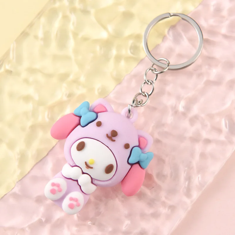 Sanrio Anime portachiavi Hello Kitty Melody Kuromi Cinnamoroll Cartoon Dolls Action Figure Model Bags portachiavi con ciondolo portachiavi per auto