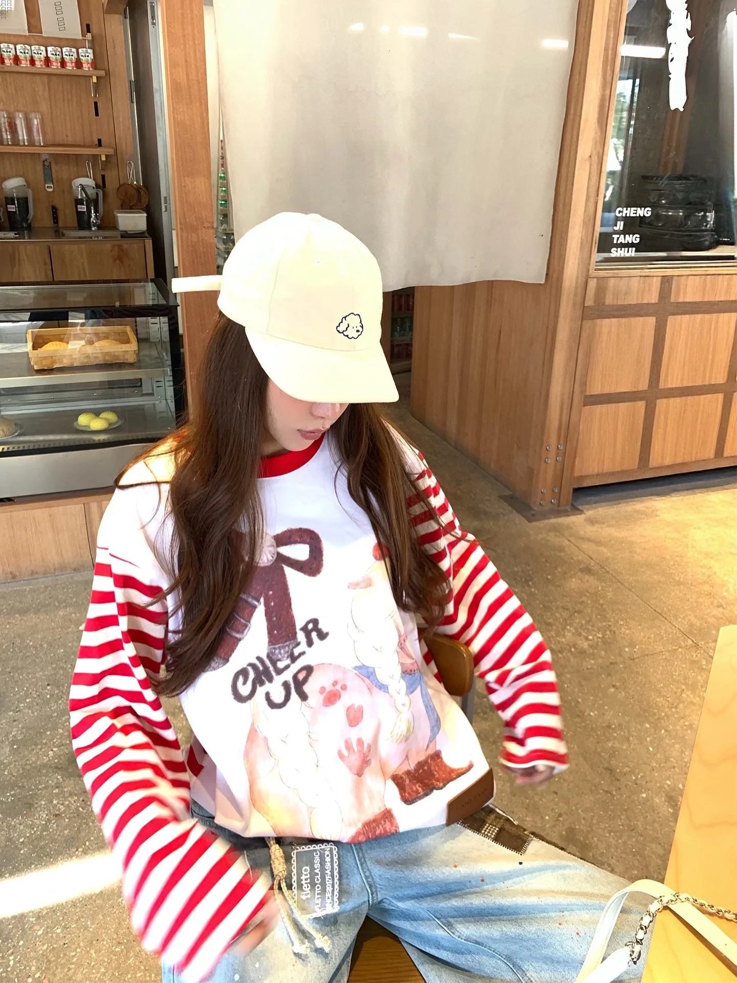 

Свободная повседневная женская футболка с длинным рукавом, в полоску, с цветовыми блоками, свободного кроя, комфортная для повседневной носки