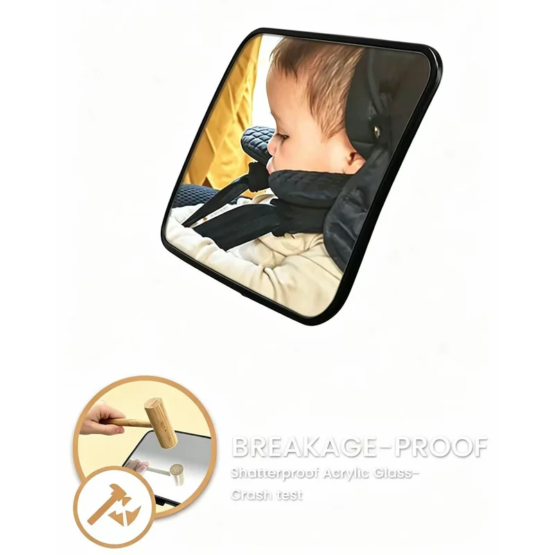 1 Pc Crash Tested And Certified Shatterproof Baby Car Mirror For Rear Facing Infant With Wide Larger Crystal Clear View