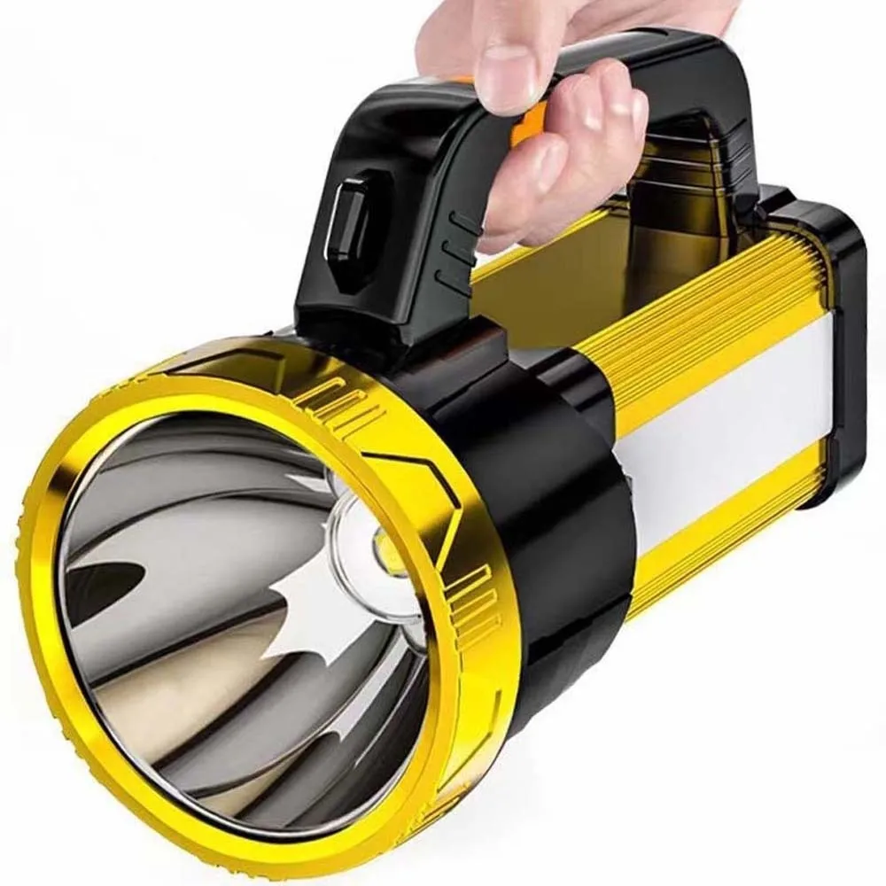 كشاف تخييم مائي مضاد للرذاذ مع أضواء جانبية USB قابلة لإعادة الشحن، كشاف بلاستيكي محمول، بطارية 2400 مللي أمبير في الساعة