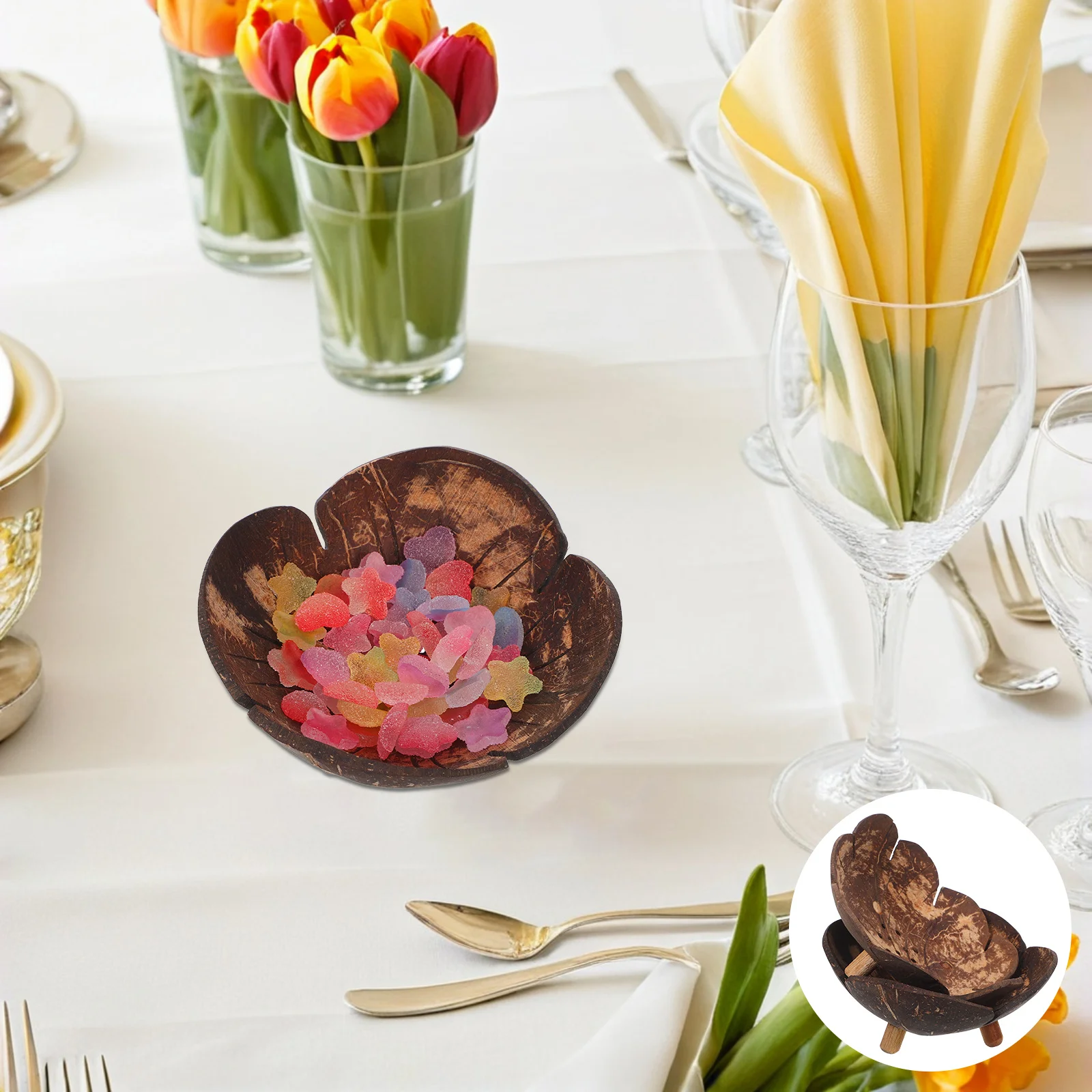 

2pcs Coconut Shell Bowl Natural Handmade Storage Plate For Candy Nuts Keys Soap Home Decor Porch Organizer Drain Bowl