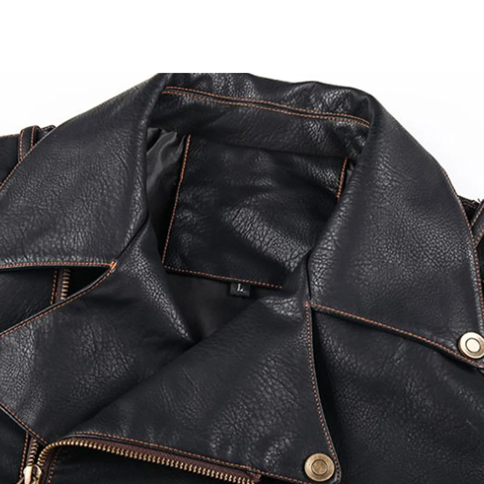 Veste zippée en cuir à revers rétro pour hommes, coupe-vent décontracté, veste de moto en faux PU, motard High Street Combb, automne, hiver