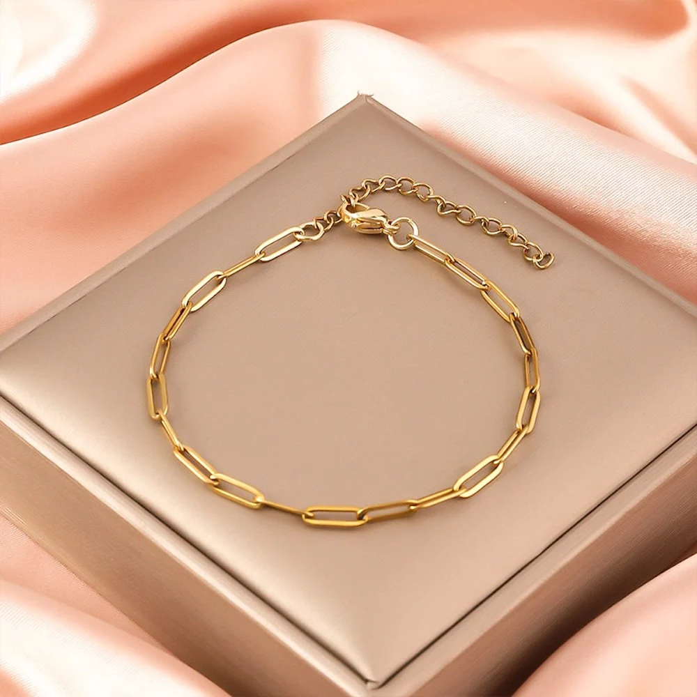 3mm Edelstahl-Gliederarmband für Herren in Goldfarbe Luxus-Schmuckgeschenk Hochwertige Modeaccessoires – Detail 6