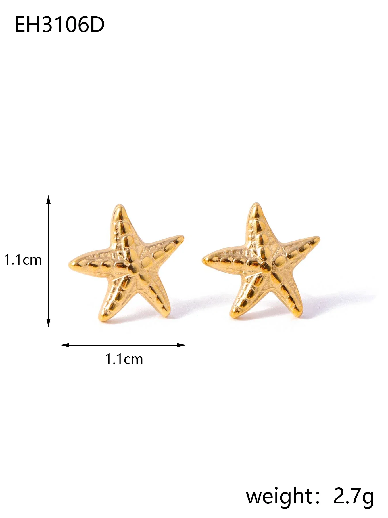 A Pair of Small and Exquisite Starfish Patterns Earrings