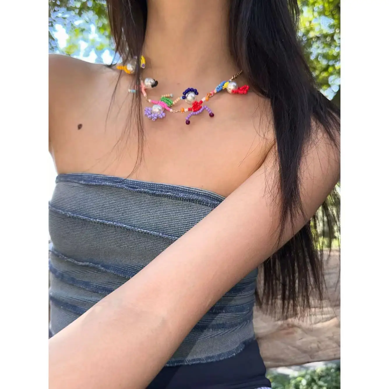 2024New Cute Cartoon Character Necklace Earrings and Bracelets Collar Bone Chain Girl\'s Birthday Gift Party jewelry Accessories