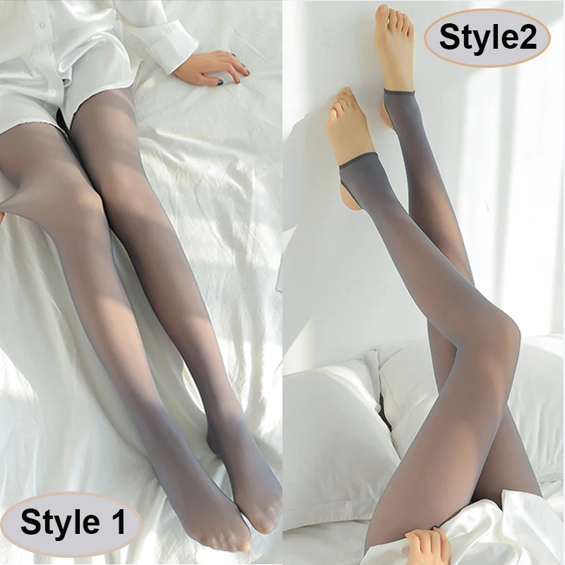 Winter Warm Leggings Sexy Slim Translucent Pantyhose Nylon Tights High Waist Elastic Solid Socks Pants Women Thermal Legging