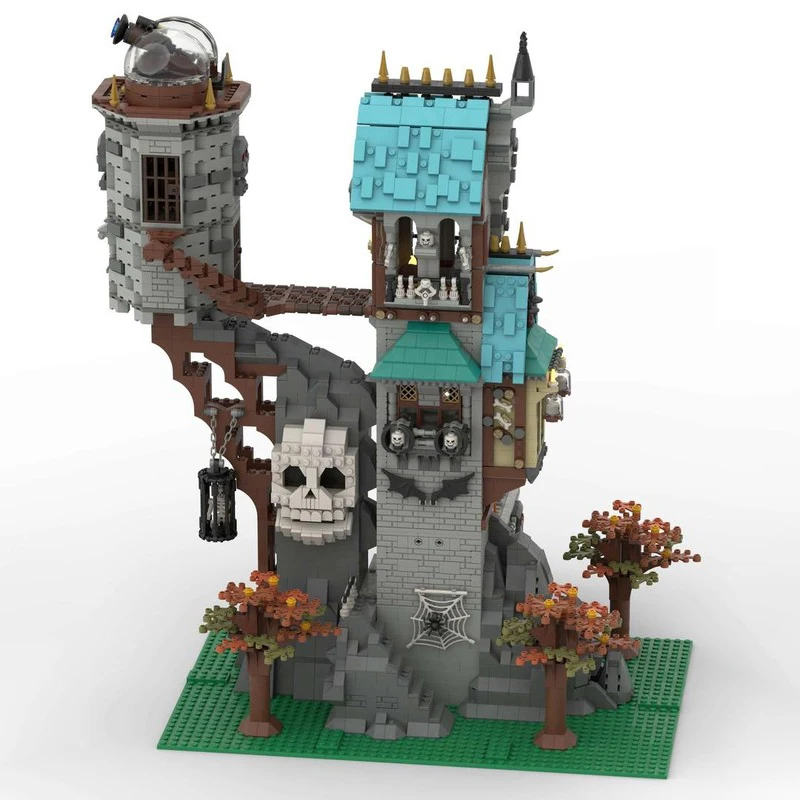중세 성 모델 Moc 빌딩 벽돌 해골 경비대 건물 기술 모듈 형 블록 크리스마스 DIY 장난감 휴일 선물