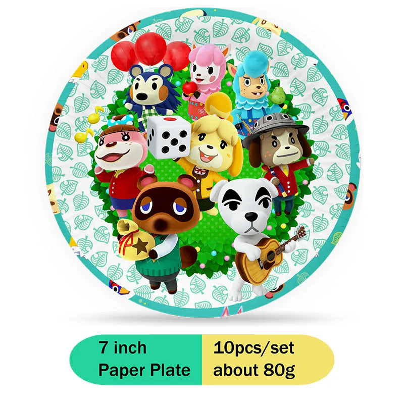 Disney Animal Crossing Birthday Theme Gift Animal Crossing Disposable Party Supplies Party Cups Napkins Pull Flag Cake Set Gifts