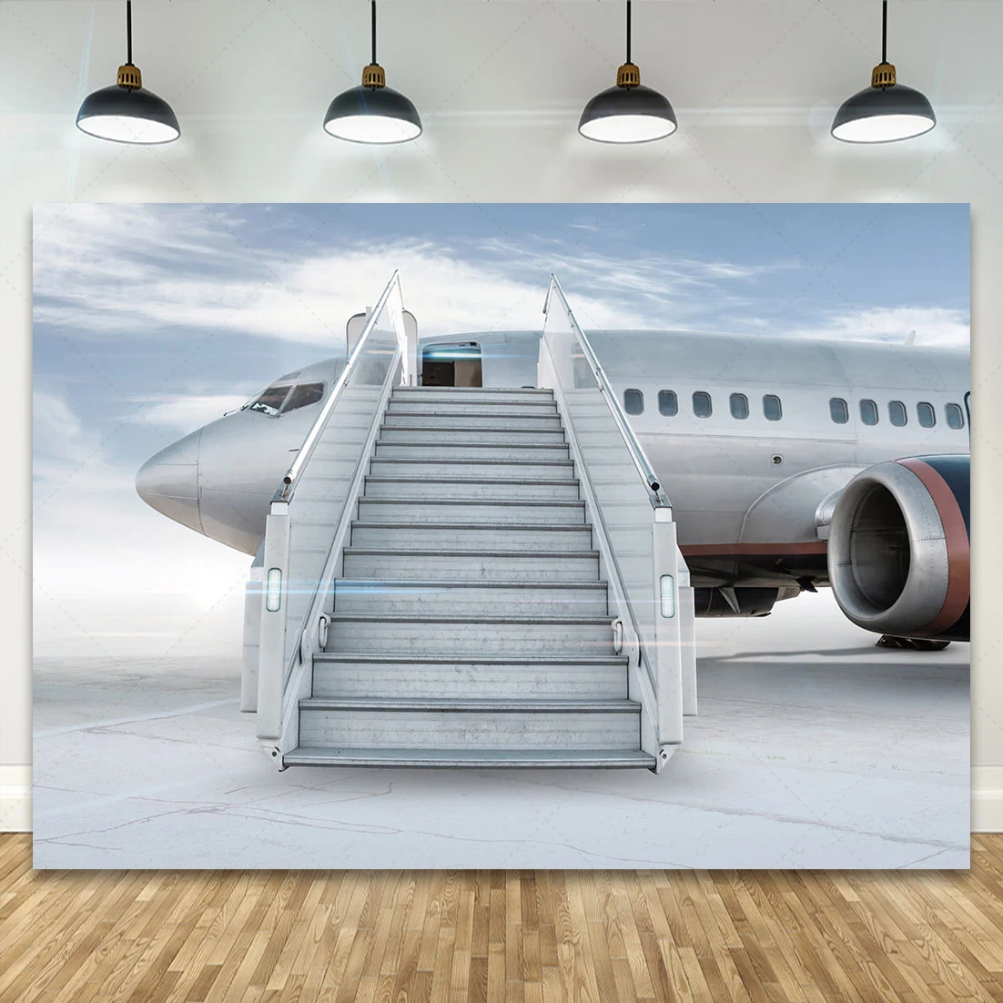Fondo de fotografía con tema de avión de aeropuerto, decoración de pared para fiesta de avión mundial de viaje, estudio fotográfico ﻿   Suministros de fondos