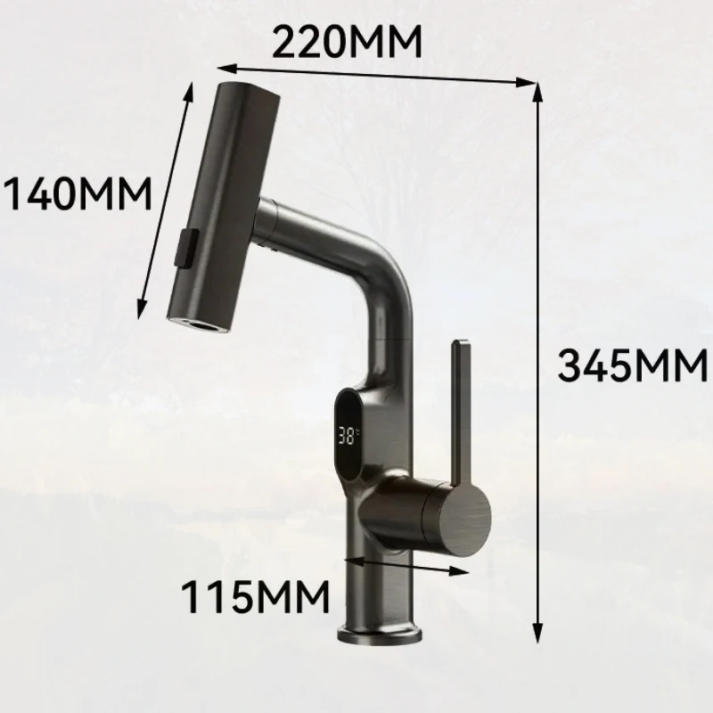 Imagem -06 - Temperatura de Exibição Digital Pull Out Basin Faucet Levante para Baixo o Pulverizador da Cachoeira Misturador para Pia de Água Quente e Fria