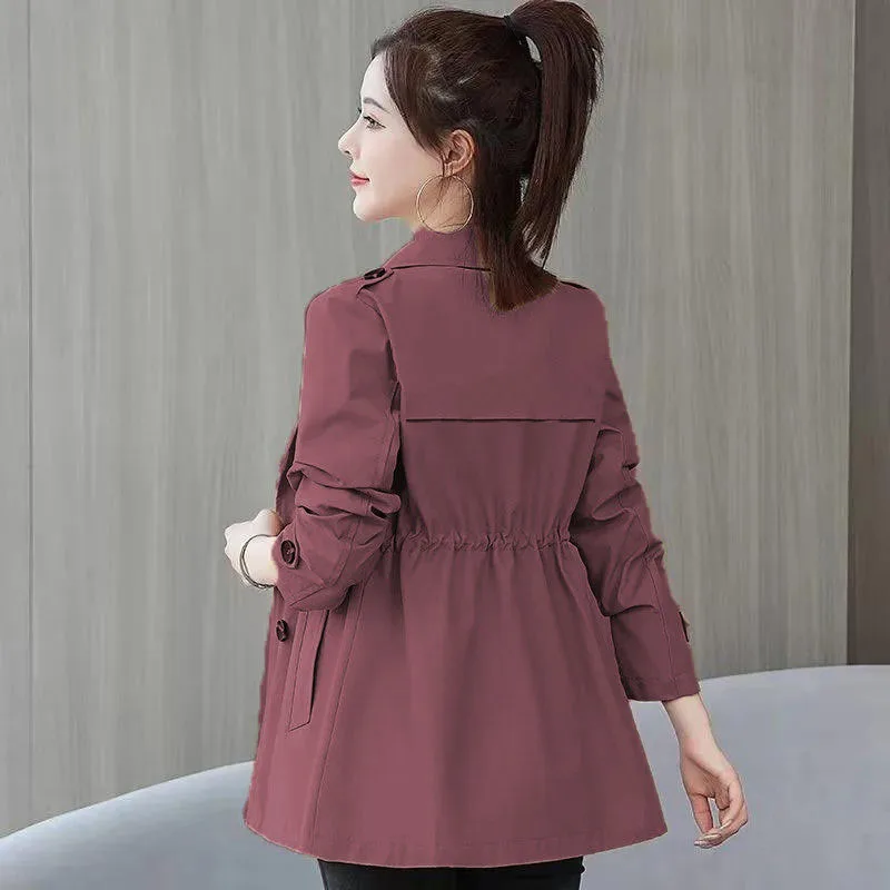 Dames casual trenchcoat met riem, vrouwelijk windjack, kantoorbovenkleding, voering kaki, 3XL, nieuwe mode, lente, herfst