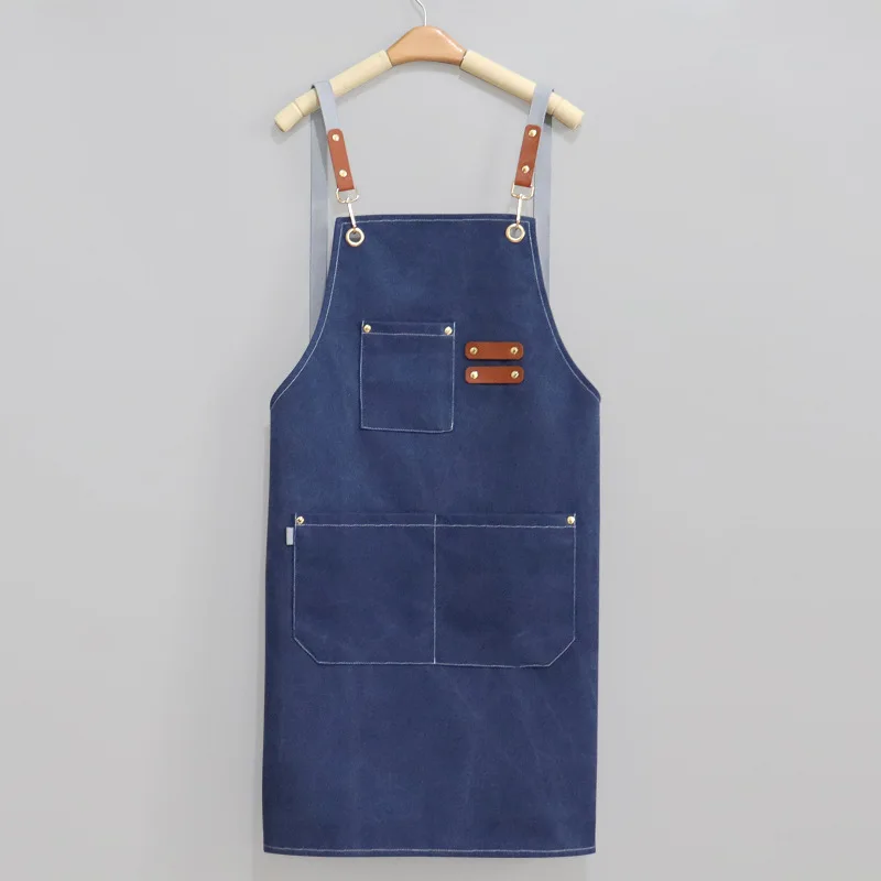 ผ้าแคนวาสเนื้อหนาผ้ากันเปื้อนแบบกันน้ำได้ใช้ในห้องครัวคาเฟ่ร้านทำเล็บชุดยูนิฟอร์มตัดผมสำหรับบริกรร้านดอกไม้ในสวน