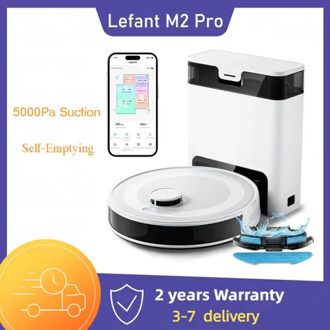 M2 Pro Lefant Robot Vacuum and Mop Combo,Self-Emptying with ,5500Pa LiDAR Robotic Vacuum Cleaner with Precision Mapping,
