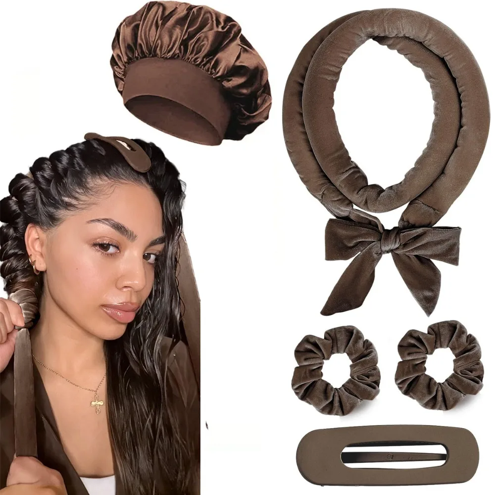 

No Heat Hair Rollers Heatless Curling Rod Headband Soft Hair Curler Satin Curlers Curls Sleeping Bonnet Night Cap Styling Tools
