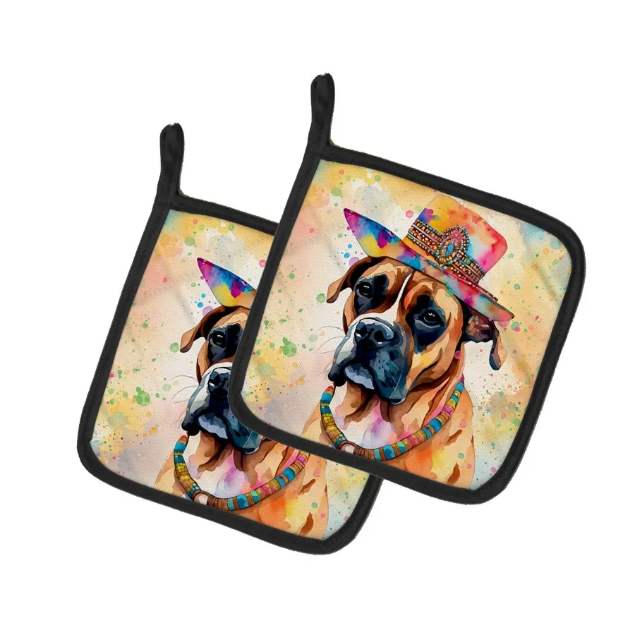 

Boxer Hippie Dawg Pair of Pot Holders Kitchen Heat Resistant Pot Holders Sets Oven Hot Pads for Cooking Baking BBQ 7 1 2 x 7 1