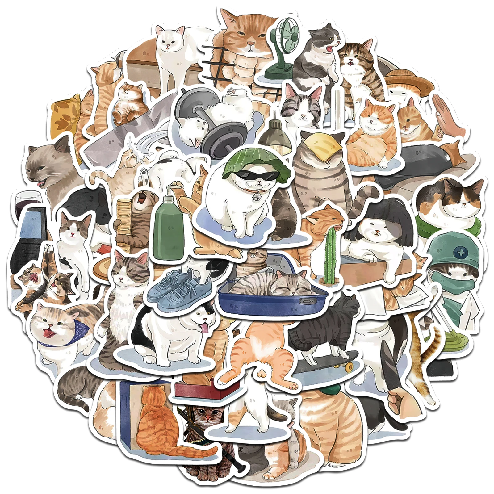 53pcs  Cute Cats Animal Graffiti Stickers Cartoon Decals Kids Toy DIY Diary Suitcase Scrapbook Phone Laptop Bike Sticker