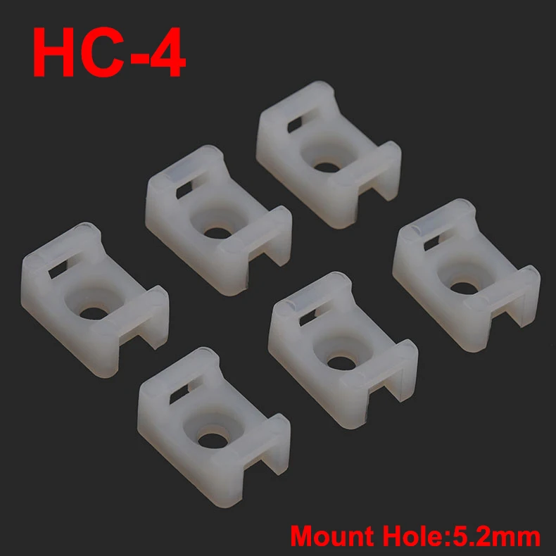 100pcs 29x15x12mm 29*15*12 HC-4 White 5.2mm Screw Hole Nylon Plastic Saddle Type Fixed Seat Basement Holder Cable Tie Mount Base