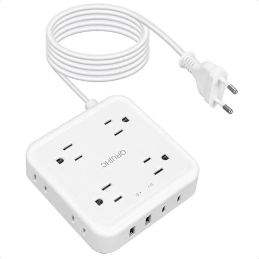 

Адаптер для вилки из США в Европу Адаптер для вилки из США в Европу с 8 розетками 4 USB-адаптера для европейской дорожной вилки Конвертер питания USB C Pl