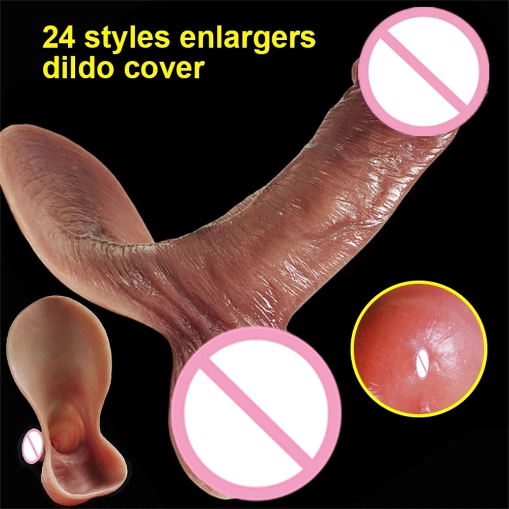 Realistic Penis Cover Sleeve Header Cock Case Cock Enlargement Dick Extender Extension Men Enlarged Silicone Reusable Condoms