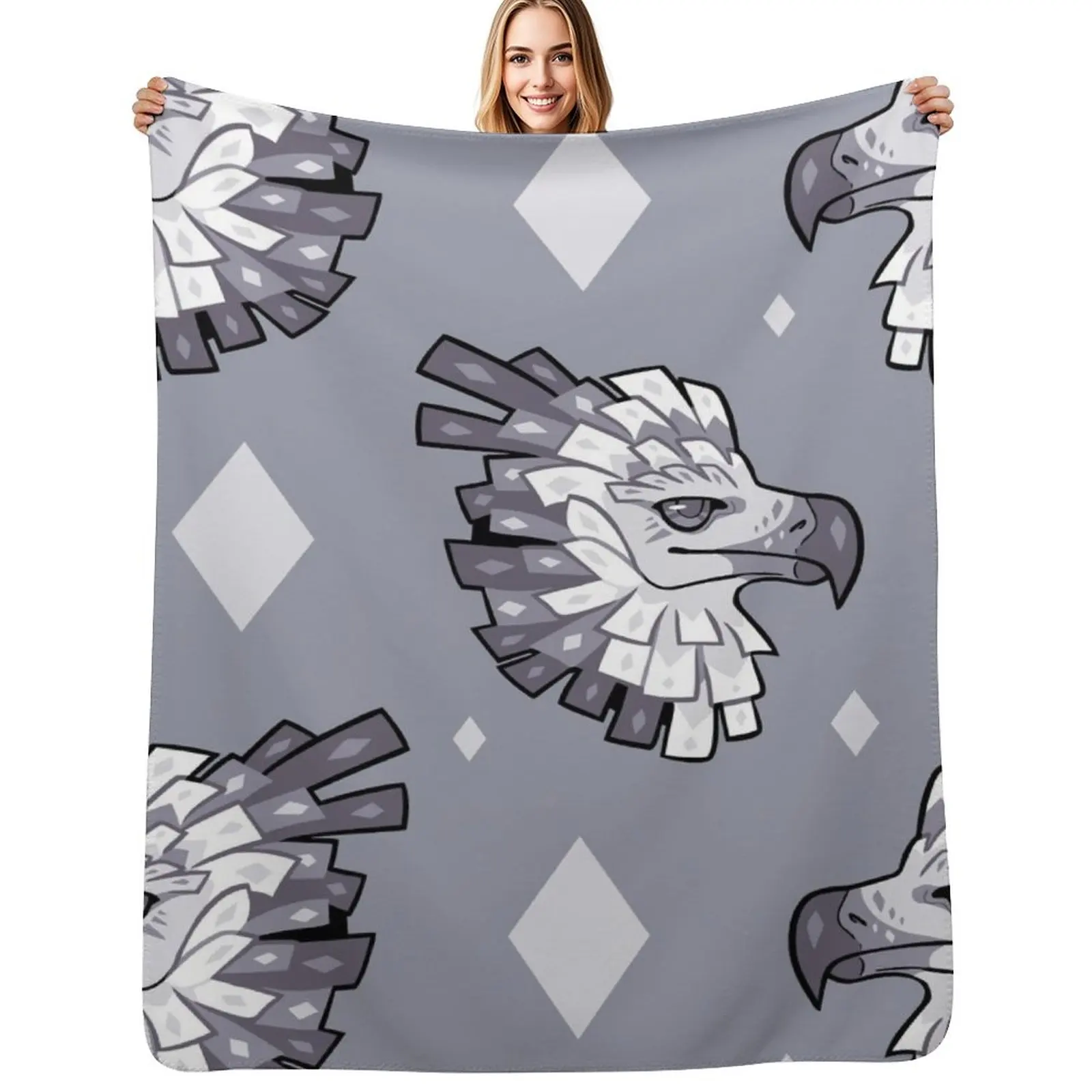 Gray harpy eagle Throw Blanket For Decorative Sofa Loose Sofa Throw Sofas Soft manga Blankets