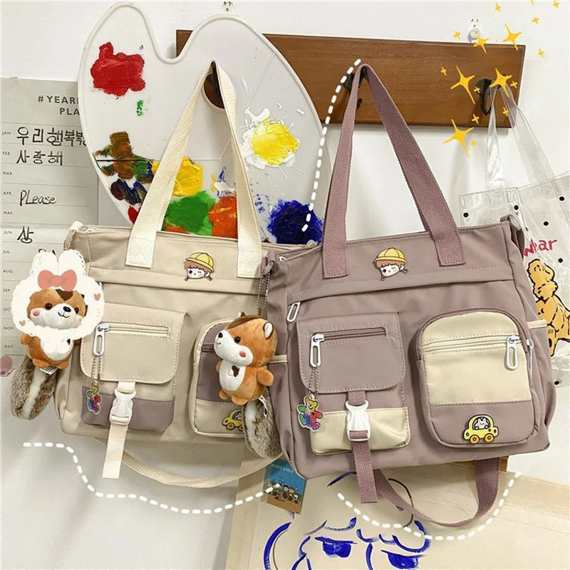 School Tote Book Bags for Girls Satchels Canvas Women Handbags Shoulder Bag Nylon Ladies Messenger Bag Oxford Crossbody Bags