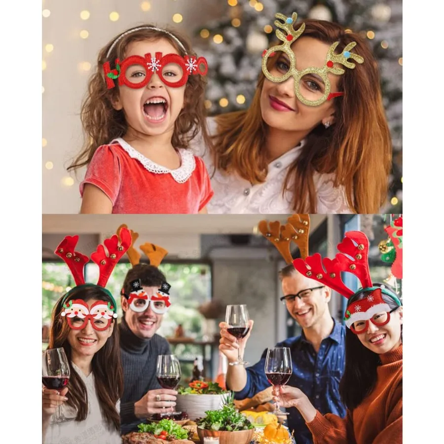 9 عبوات من نظارات حفلات عيد الميلاد وديكور عيد الميلاد اللامع وإطار نظارات للجنسين لتزيين حفلات العطلات #4