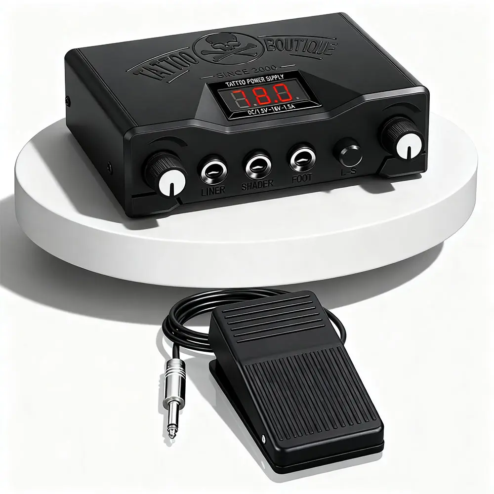 

Источник питания для татуировки и набор ножных педалей Цифровая машина для татуировки с черепом Источник питания ЖК-дисплей для подкладки и затенения