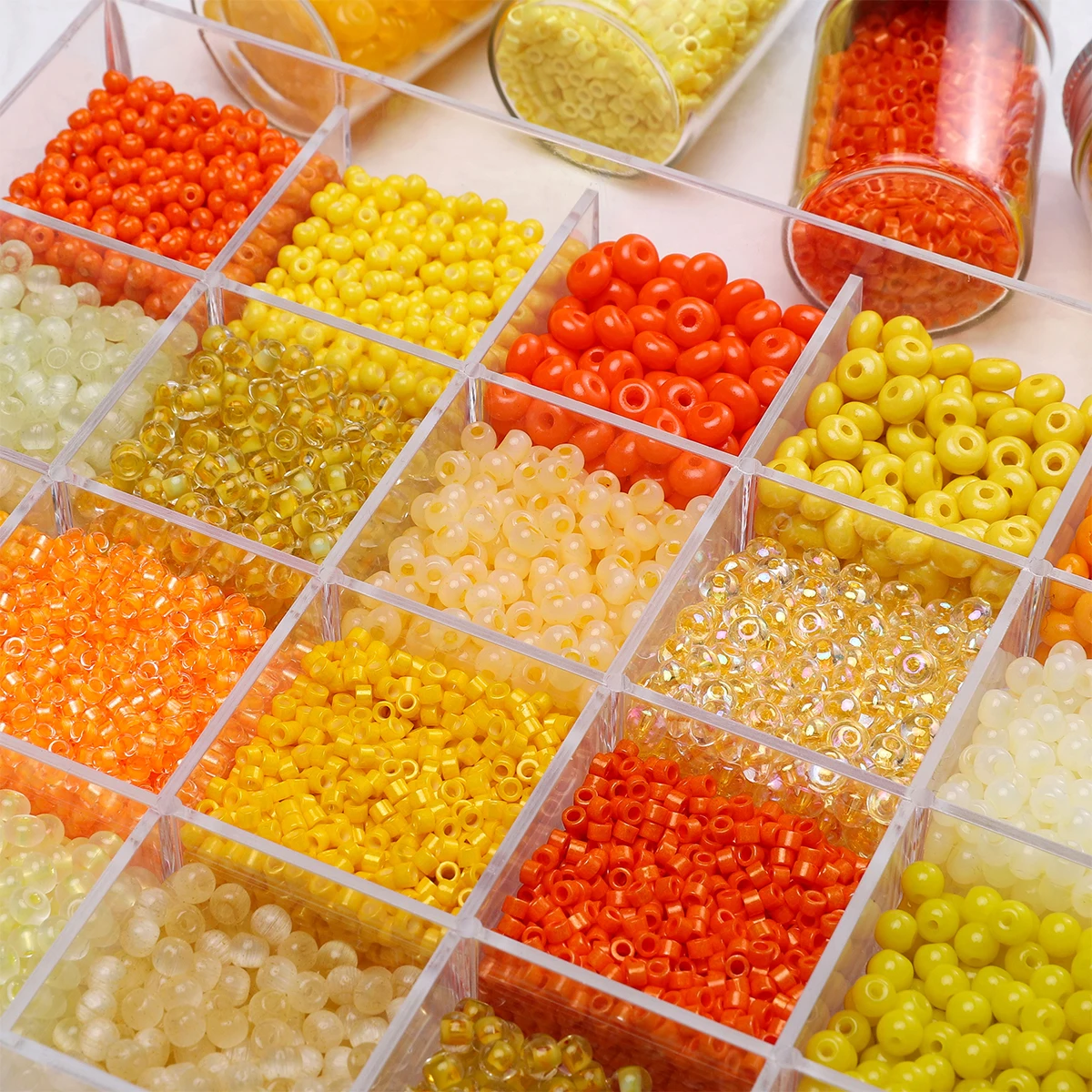 Perles de verre de haute qualité, de différents styles, série orange jaune, perles en vrac pour la fabrication de bracelets, colliers et accessoires DIY