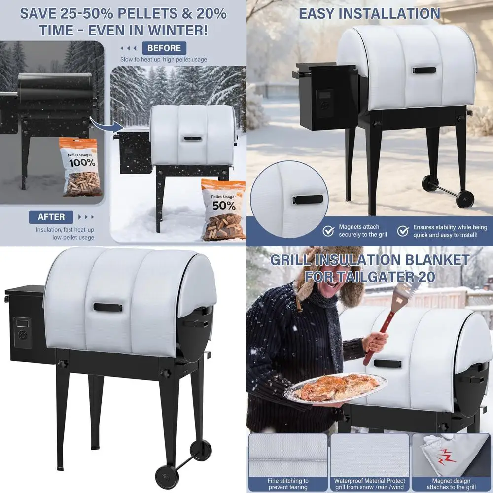 

Thermal Insulation Cover for Traeger 20, Taiga 20, Junior, and Recteq 340 Grills - Winter Cooking Essential