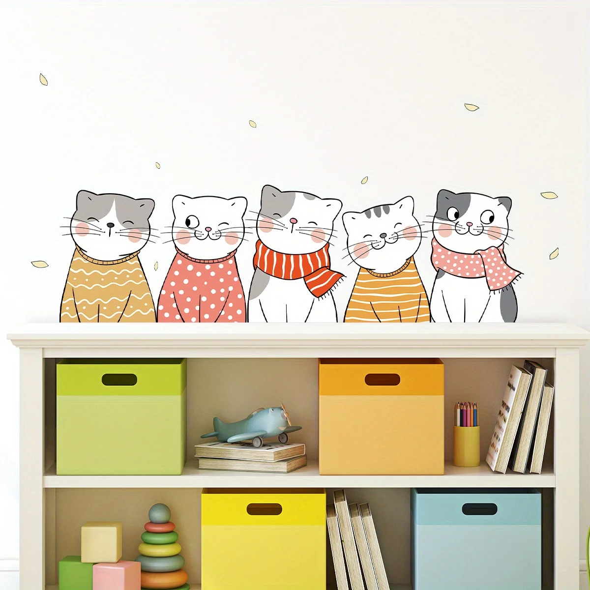 Cartoon Cute Funny Cat Wall Stickers for Children's Room Kids Room Removable Wall Decals Bedroom Living Room Nursery Decoration