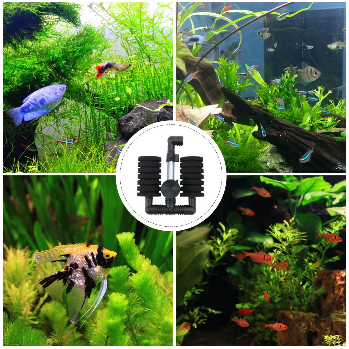 

Aquarium Sponge Filter Fish Tank Biochemical Type Black 57x55x177inch Improves Oxygen Solubility Water Purification Device