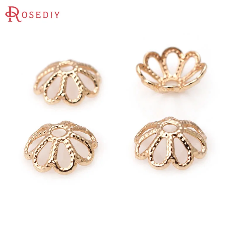 7MM 8MM 12MM 14MM 18K Gold Color Silver Color Rose Gold Color Brass Flower Beads Caps Jewelry Making Diy Findings Accessories