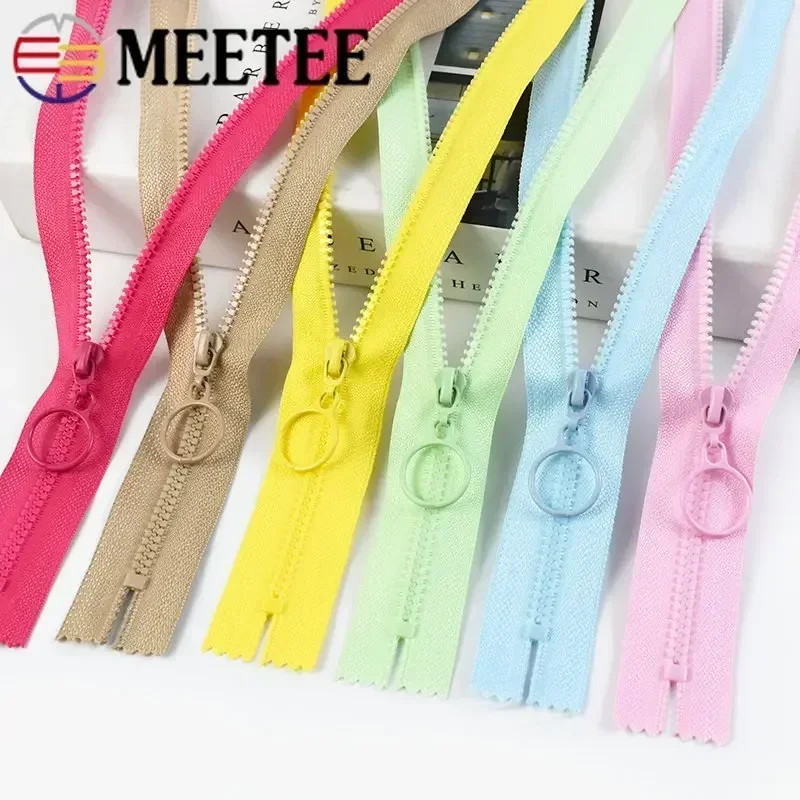 10pcs Meetee 3# Resin Zippers Closed 25cm Open-end 60cm Ring Puller Zipper for Bags Wallet Purse Garment Sewing Accessories