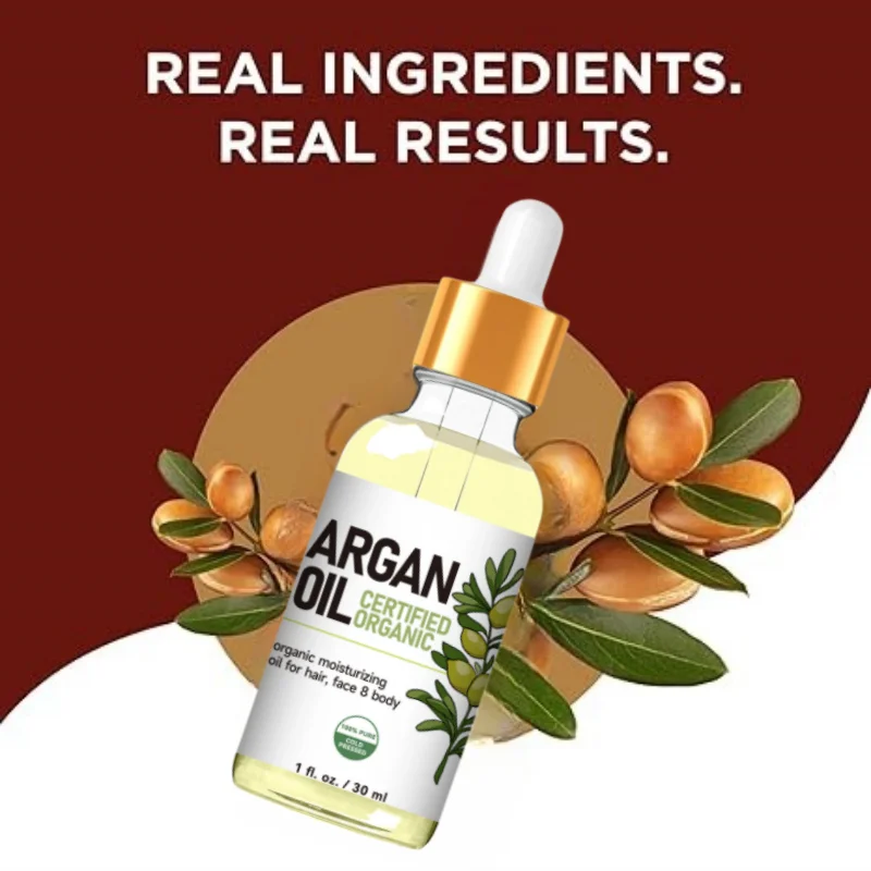 OLEJ ARGAN CERTYFIKOWANY ORGANICZNY organiczny olejek nawilżający Pielęgnacja włosów zdrowie 100% CZYSTEGO CIŚNIENIOWEGO 1 fl.oz./ 30 ml