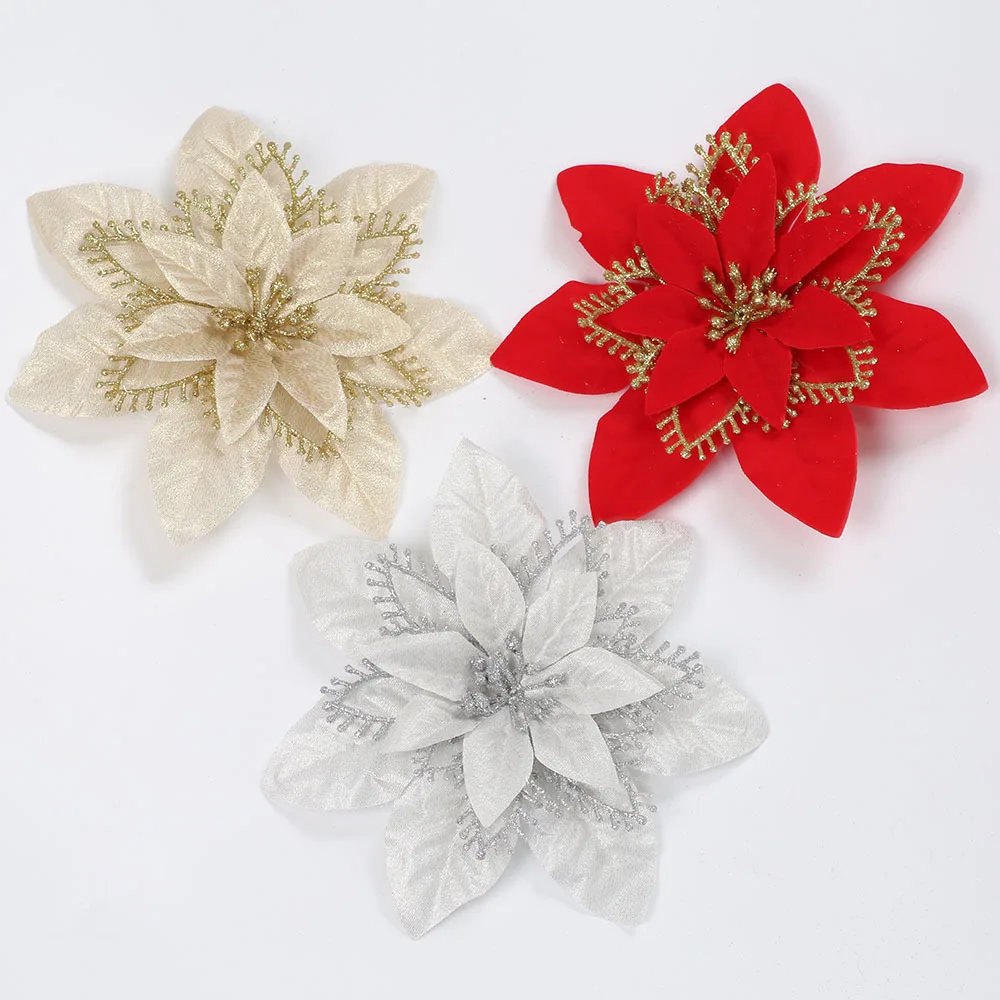 Artificial Flower Hangings for Christmas Tree Decoration, DIY Accessories, Red Flowers