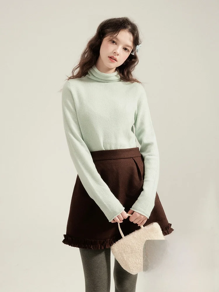 

Callmelater женский шерстяной вязаный топ с высоким воротником, облегающий длинный све, мягкий теплый цвет, топ без рукавов для поездок на работу