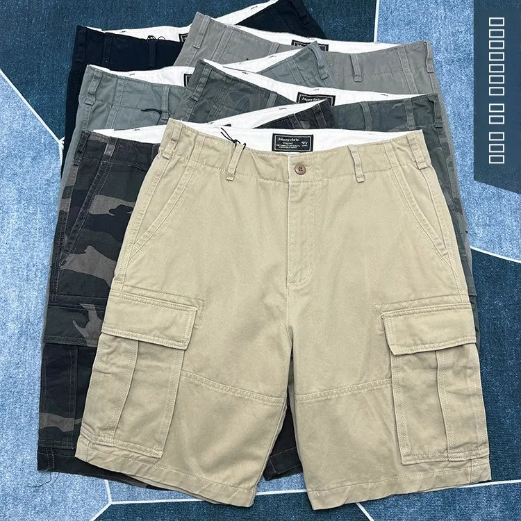 

Heavyweight Pure Cotton Workwear Shorts Men's Japanese Retro Straight Loose Casual American Original Multi-Pocket Five-Quarte...