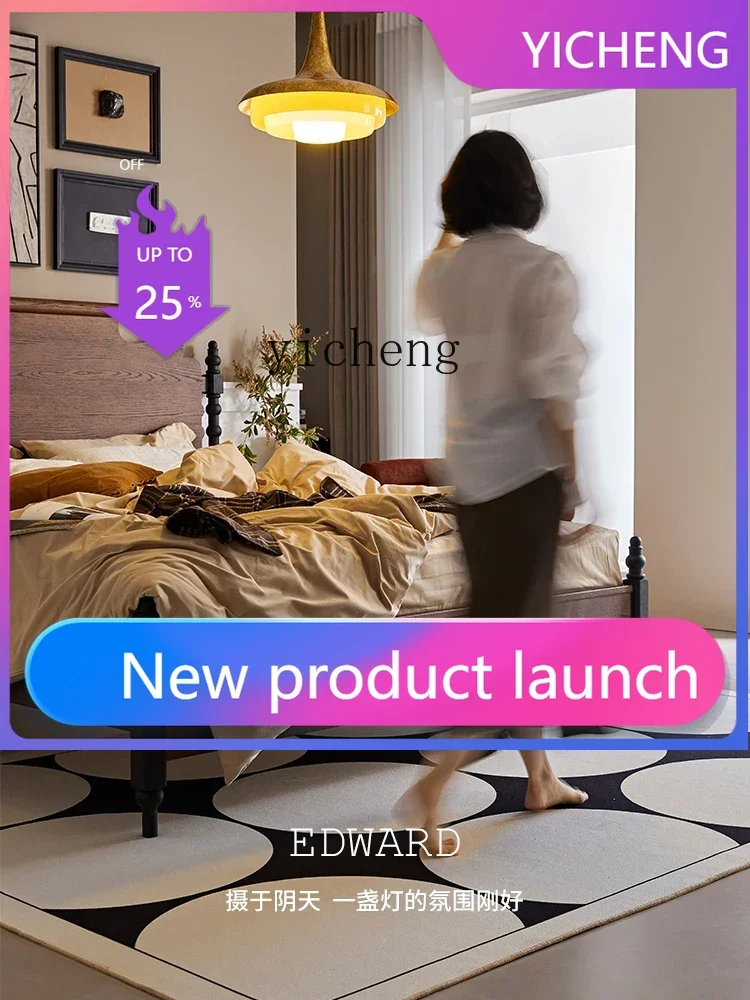 

Винтажная кровать в стиле середины века, двуспальная кровать 1,8 м для главной спальни, мебель из массива красного дуба