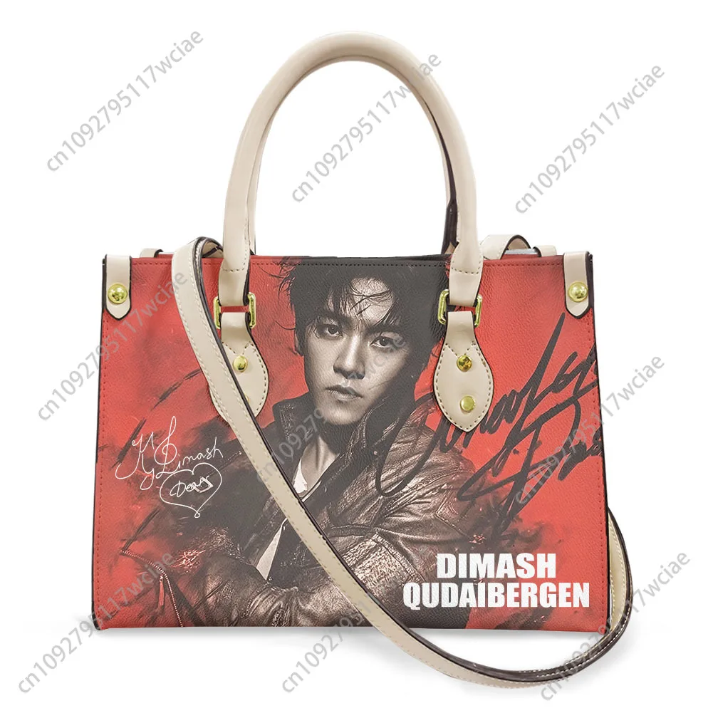 

Dimash Qudaibergen Tote Bag Purse Pop Singer Womens Mens Personalized Text Image PU Leather Handbag Business Shopping Gift Bags