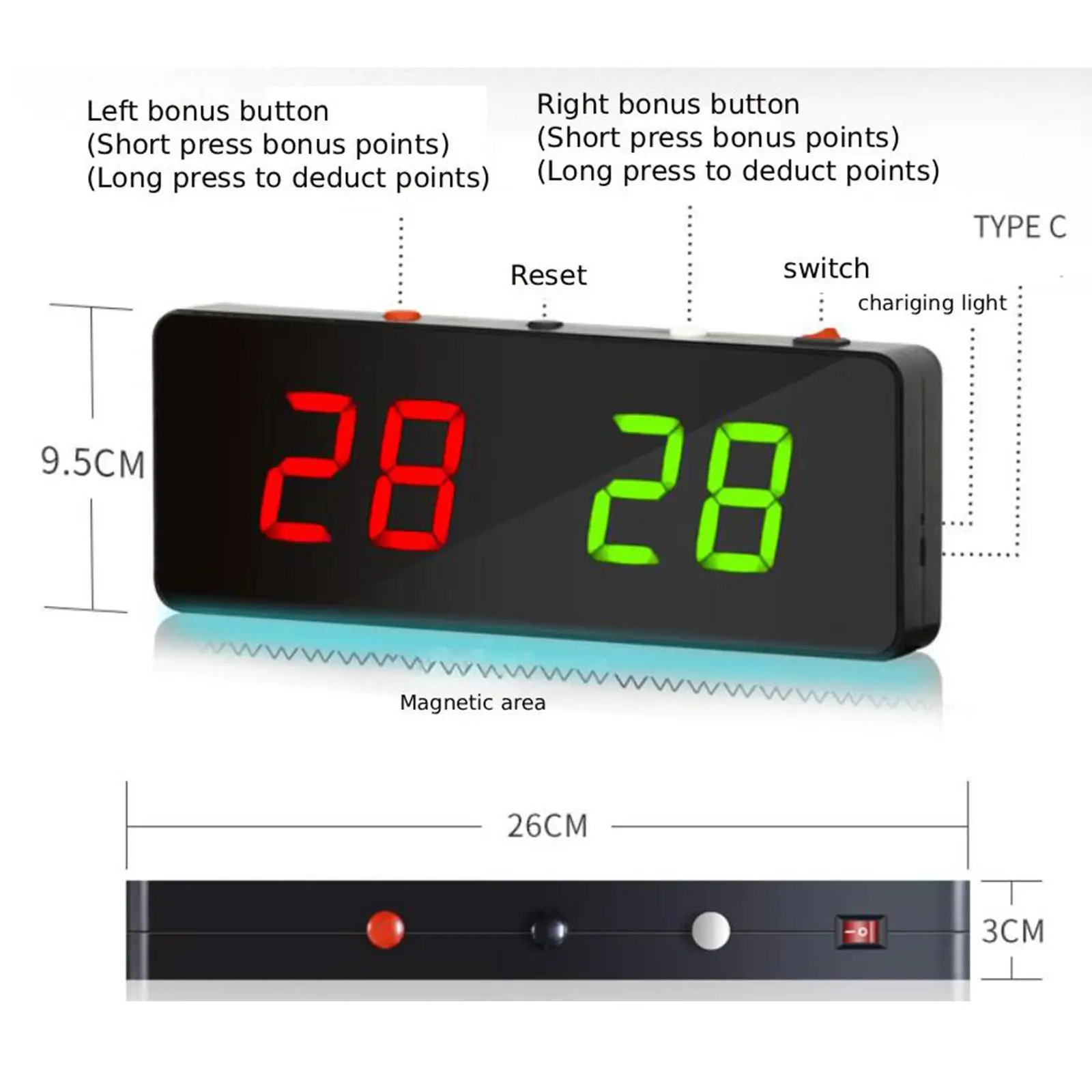 

Billiards Electronic Scoreboard Portable Score Keeper ABS Material Digital Board for Sports Competition Table Billiard Practice